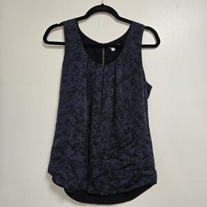 Halogen Black Patterned Sleeveless Silk Tank Top Size Medium